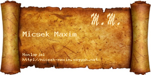Micsek Maxim névjegykártya